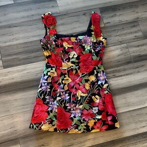 Elliatt Black Dress with Colorful Floral Embroidery
